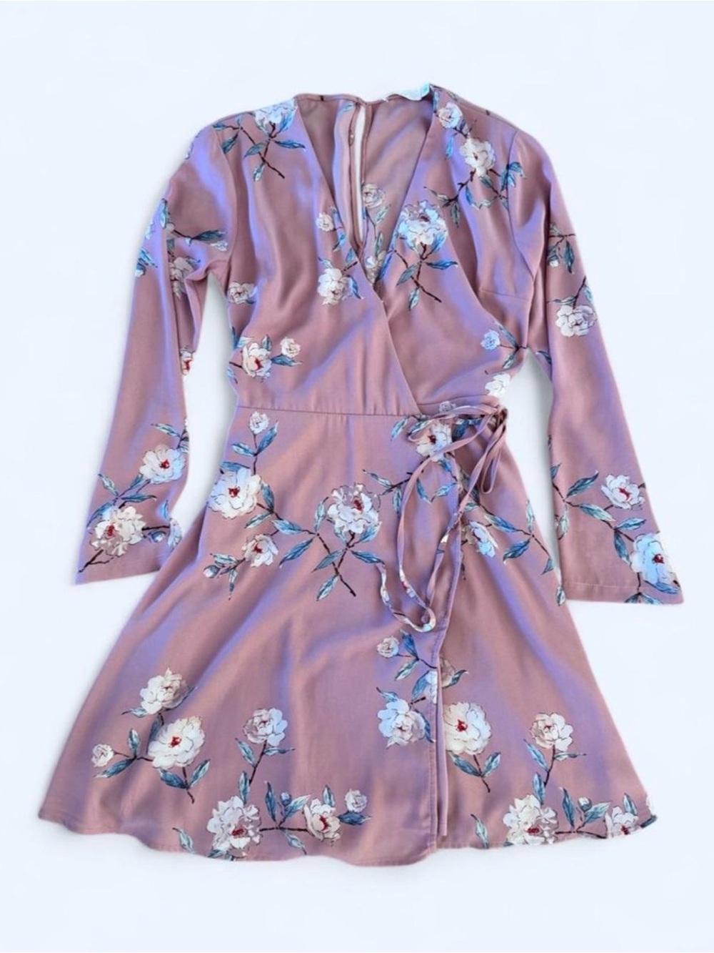 Floral Wrap-Style Lilac  Dress